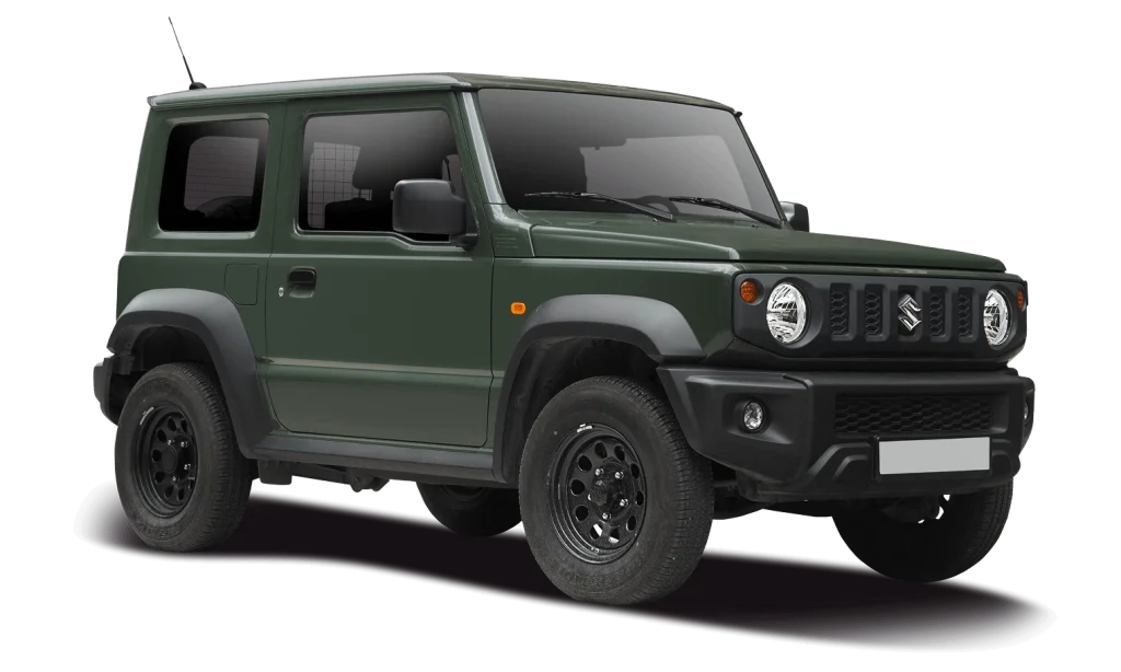 Suzuki Jimny Sierra imported from Japan in green studio image