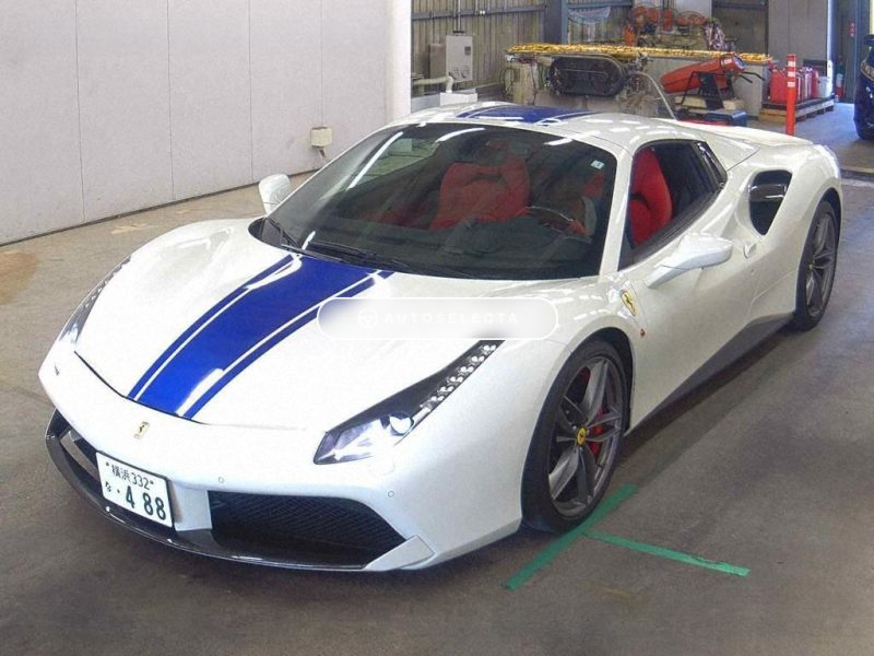 Ferrari 488 Spider LHD white with red leather imported from Japan through Autoselecta