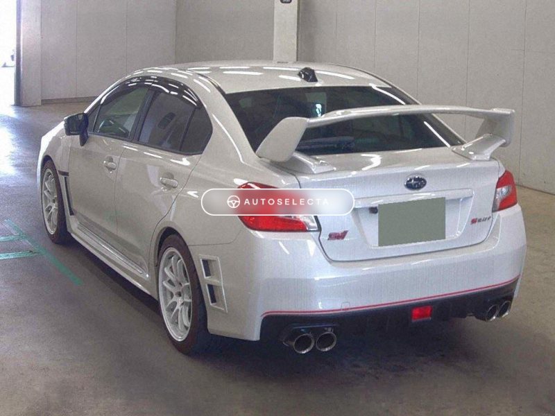 Subaru WRX STI S207 rear quarter view white pearl