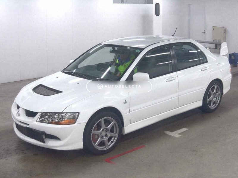 Mitsubishi Lancer Evolution VIII GSR side profile white sedan