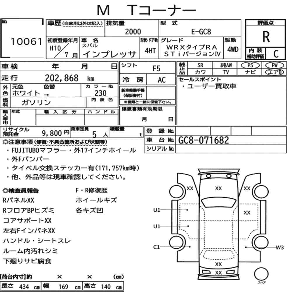 Subaru Impreza WRX STI Type RA Version IV Japanese Auction Report